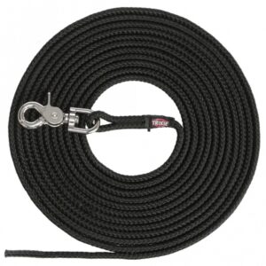 Trixie Schleppleine, rund aus Segeltau mit Trigger Snap Hook - schwarz - 20 m
